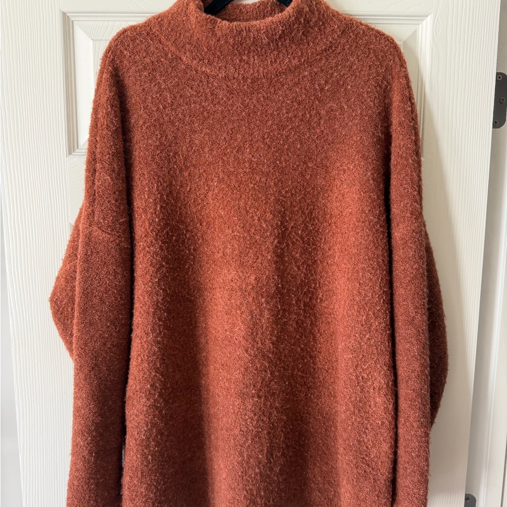 Abercrombie & Fitch Warm Rust - Mock Turtleneck Sweater - Cozy Oversized longer